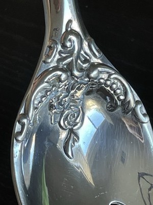 Wallace - Baroque Silverplate Salad Serving Fork 10  Ornate Rose Scrolls Vintage