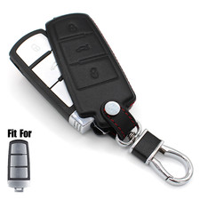 Genuine Leather Car Key Fob Case Cover Holder For Vw Cc Fine Passat B6 Magotan