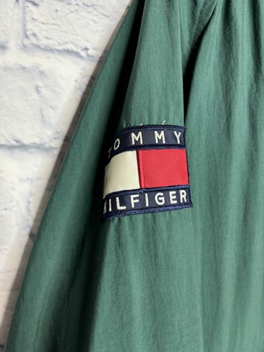 Vintage Tommy Hilfiger Jacket Mens Large Green Hooded Windbreaker Spellout 90s by Tommy Hilfiger, Size L, $49.95 - Photo 5