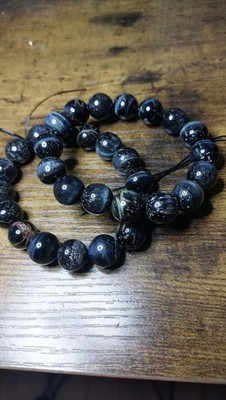 Armband blau Tigerauge große Perlen 12 mm