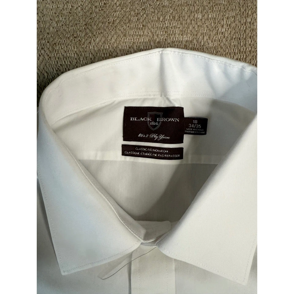 Nwt Black Brown 1826 Mens White Long Sleeve Classic Fit Non Iron Dress Shirt - Image 4 of 4