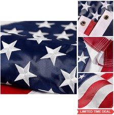 American Flag 3x5 ft 210D Nylon Embroidered Stars Brass Grommets UV Protection
