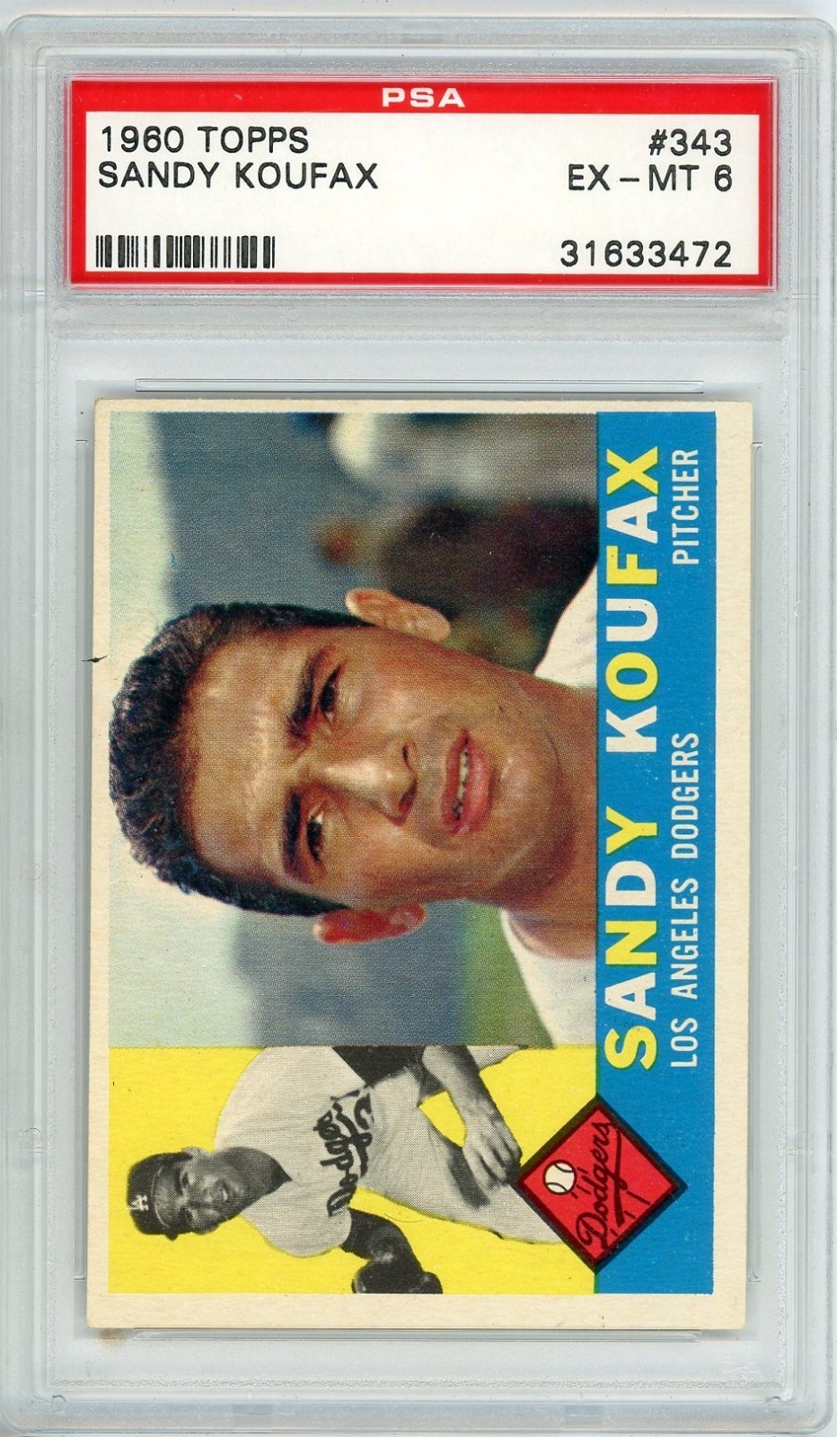 1960 Topps Sandy Koufax #343 PSA 6 P1461