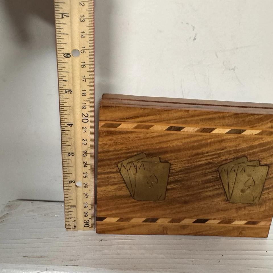 Wooden Card Storage Box / Playing Card Storage with new vintage Cards (945) - Image 4 of 4