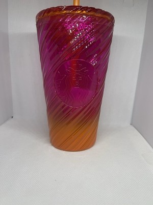 Starbucks Tumbler Thermobecher Cold to Go Swirl Ombre pink-orange Logo 16oz NEU