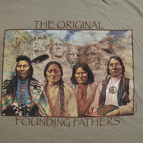 The Original Founding Fathers Shirt Mens 2X-Large Brown Graphic Native American - Picture 2 of 12