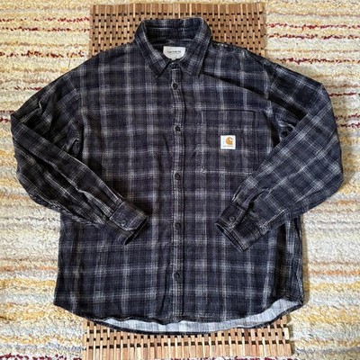 Carhartt Work in Progress WIP Textured Button Down Shirt Jacket Forge Grey XL