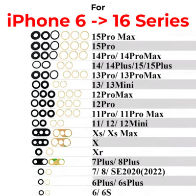 Kamera Glas für Apple iPhone 6 7 8 X 11 12 13 14 15 16 Pro Max Plus Kameralinse
