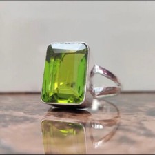 Natural Peridot Gemstone Ring Statement Ring 925 Sterling Silver Unique Ring