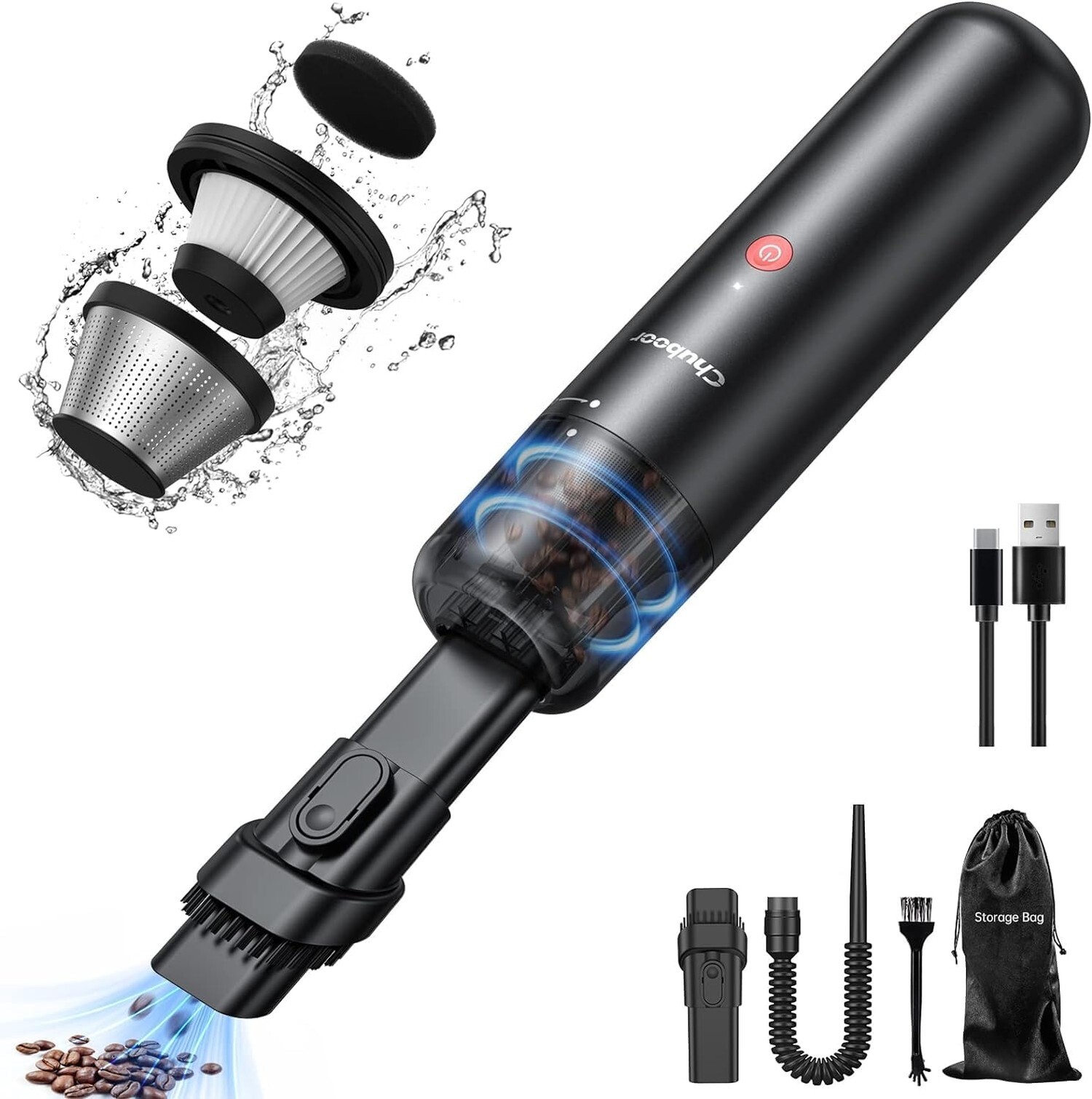 Chuboor Mini Vacuum, Powerful Car Vacuum Cordless Rechargeable, Hand Held Vac...