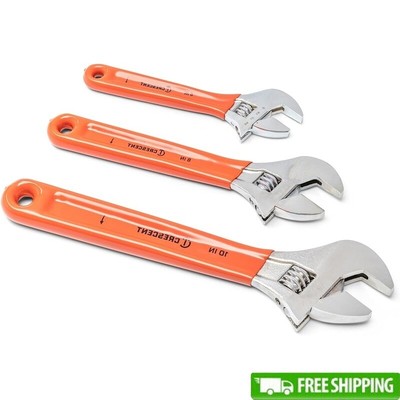 Adjustable Cushion Grip Wrench Set 3pc 10'' Multi Size Heavy Duty Tools  Metric