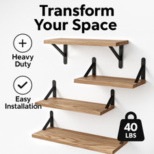 Floating Wall Shelves Set of 4 Rustic Wood Storage for Bathroom Bedroom Kitchen