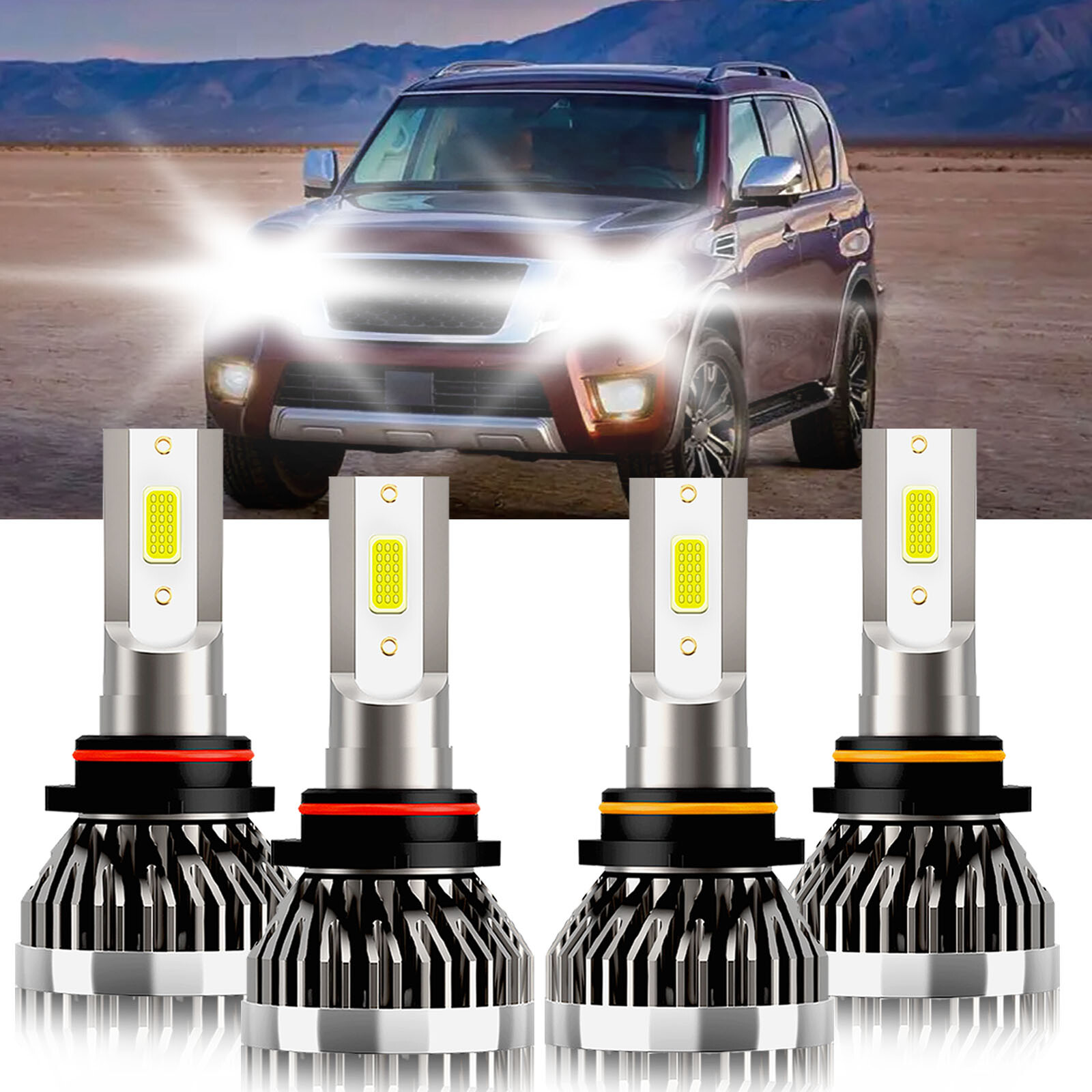 For Nissan Armada 2005-2015 LED Headlight Bulbs High Low Beam Combo Kit 6000K