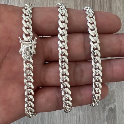 925 Sterling Silver Miami Cuban Link Chain Or Bracelet Solid Box Lock 5mm 