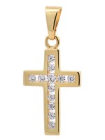 Gold AnhäNger Kreuz Mit 12 Zirkonia Steinen Massiv 333 - 8 Karat Gold