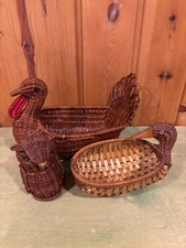 WHIMSICAL SET OF 3 WICKER ANIMAL BASKETS