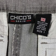 Chico's Platinum Sz 1 Womens Capri Jeans Gray Medium Washed Casual Denim Pants