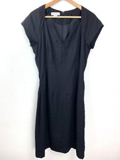 Calvin Klein Wool Blend Short Sleeve Black Dress Size 8 Lined V-Neck