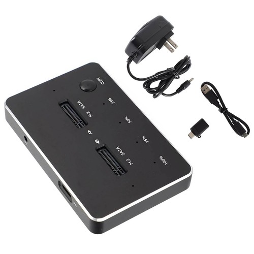 M.2 SATA+SATA Dual Bay SSD Docking Station Duplicator Tool Cloner Enclosure