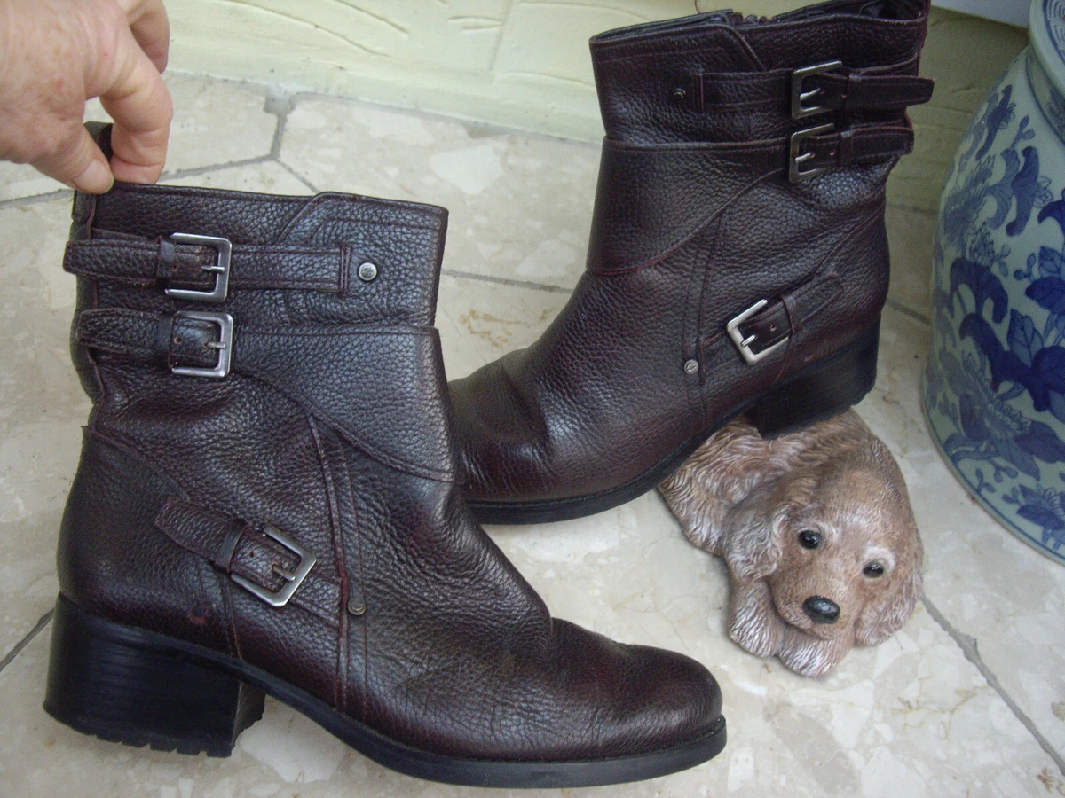 MARKS SPENCER AUTOGRAPH OXBLOOD GRAINED LEATHER ANKLE BOOTS 5