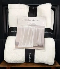 Jennifer Adams Boucle Throw Blanket Textured 60" X 70" Soft White New  #98