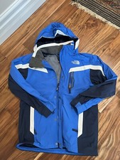 THE NORTH FACE BOYS LARGE 14/16 RAIN WIND BREAKER JACKET HOODIE BLUE EEUC