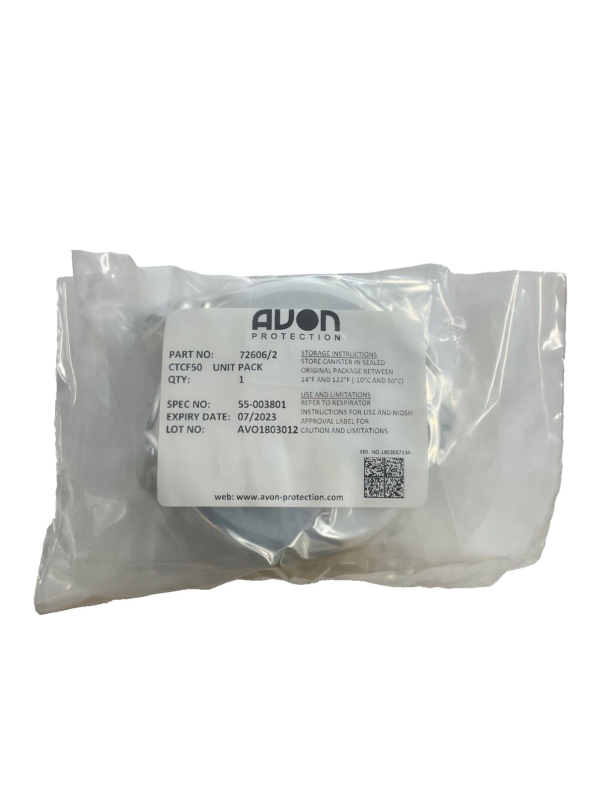 AVON PROTECTION One (1) Gas Mask Filter CTCF50 - 72606/2 - New - EXP: 07/2023