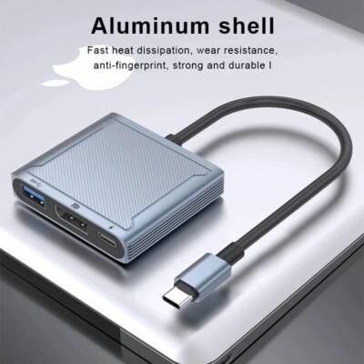 3in1 8K USB TypeC to Displayport 1.4 Docking Station With USB&PD Port 60W DP Hub