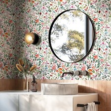 Wallpaper Multicolor Watercolor Floral Wall Sticker Peel and Stick 17.3"X240" N1