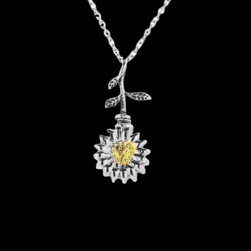 Small Sunflower Cremation Urn Pendent Necklace for Ashes Memorial Keepsake - Afbeelding 1 van 3