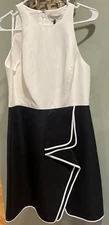 Halston Heritage Dress Black & White Sleeveless with wrap style skirt 10 NWT 