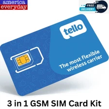 Tello Mobile - Bring Your Own Phone - 3 in 1 GSM SIM Card Kit *NEW*