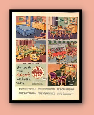 1952 Heywood Wakefield Ashcraft Furniture Vintage PRINT AD Home