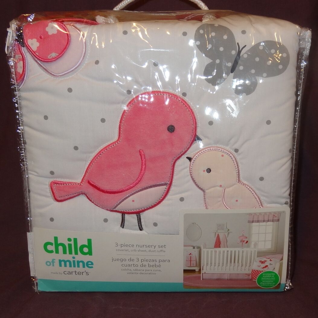New Child of Mine Bird Butterfly 3-Piece Nursery Set Coverlet Crib Sheet Ruffle Lage prijs, SALE
