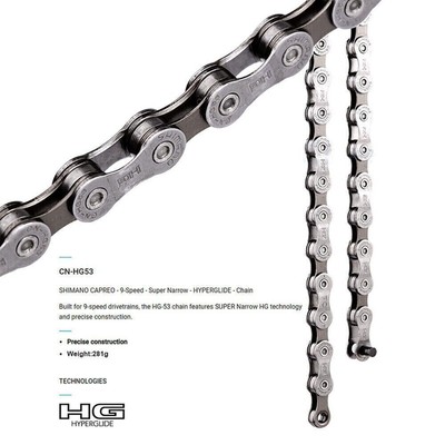 Cambio Shimano Catena Shimano CN-HG53 Per 9 Velocità - Compatibile Con MTB E Bici Da Strada Deore, Tiagra, Sora, 116 Maglie Catena Motosega 52 Maglie - Foto 3