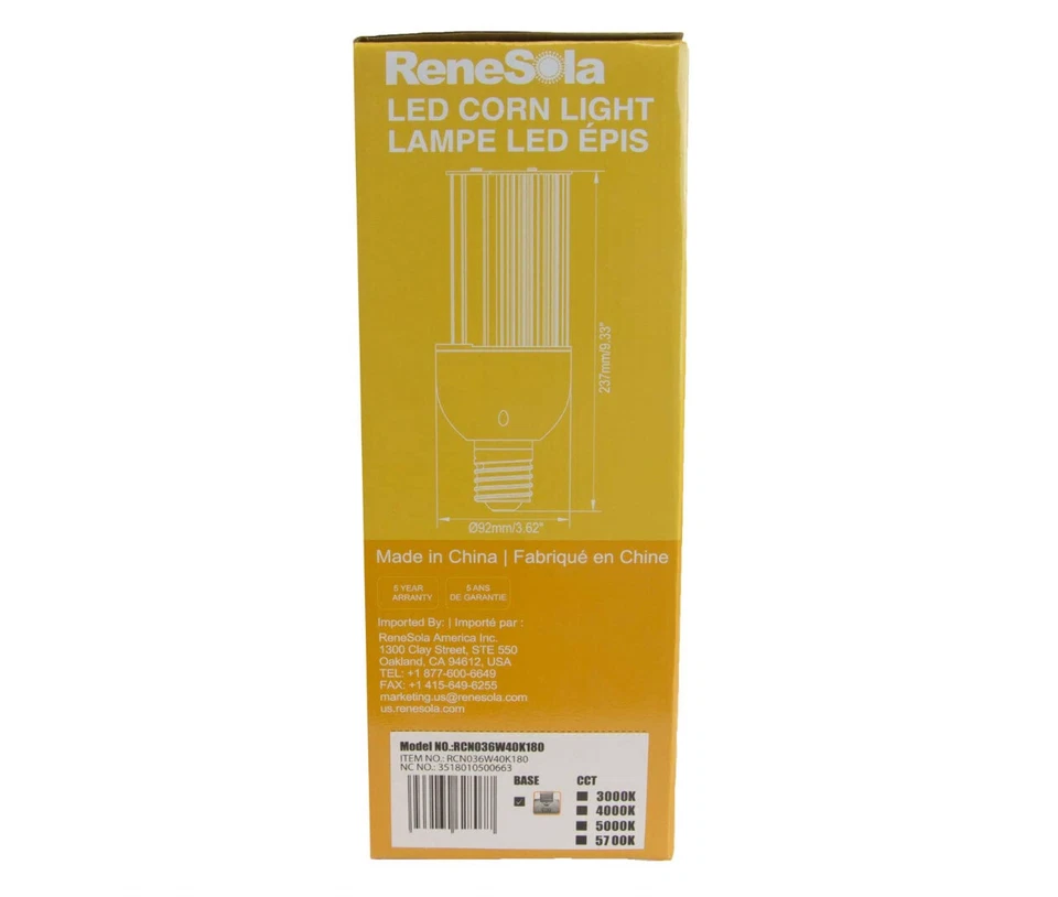 Renesola 36 Watt LED Corn Light E39 Base 180º beam angle - Image 2 of 2