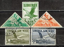 Liberia Fauna African Birds stamps 1939