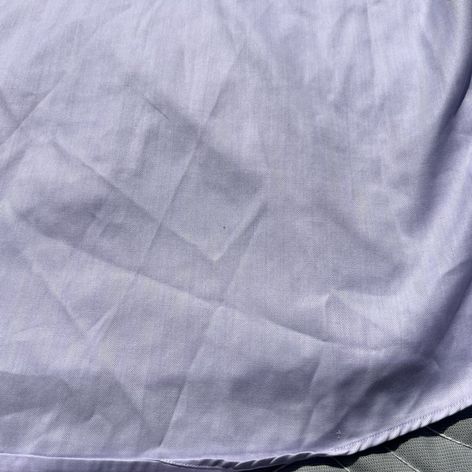 Eton Contemporary French Cuff Shirt Men's 16.5 42 Lavender Herringbone