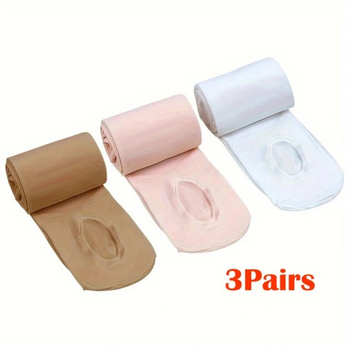 Kids Girls Soft Microfiber Convertible Ballet Dance Tights With Hole 60D 3 Pairs