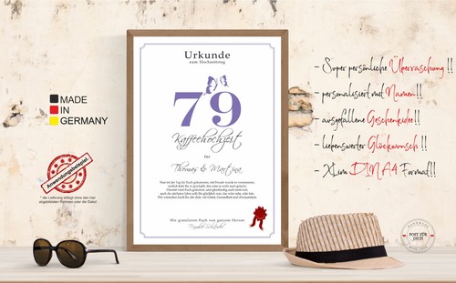 Hochzeitstag Geschenk Urkunde 1-80 Hochzeitstag Ehejubiläum wählbar - Bild 560 von 567
