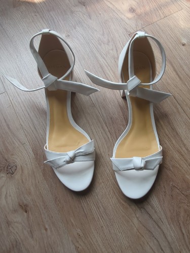 Alexandre Birman Clarita Knot Block Sandal Heels White Leather Womens 10.5 IT 42 - Picture 3 of 15