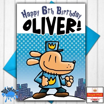 BIG SPLASH DESIGNS Dog Man Personalised Birthday Card Any Name or Relative + Age