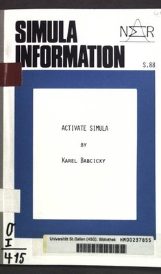 Activate Simula; Simula Information S. 88; Babcicky, Karel: