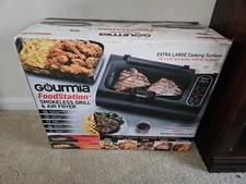 Gourmia FoodStation Indoor Smokeless Grill 5 In 1 & Air Fryer NEW