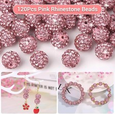 120 Pcs Clay Rhinestone Beads 10Mm for Jewelry Making, Bling Sparkle Rhinestone