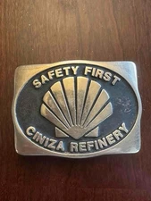 Shell Oil Company Solid Brass Buckle Safety Award CINIZA NEW MEXICO Plant 1981