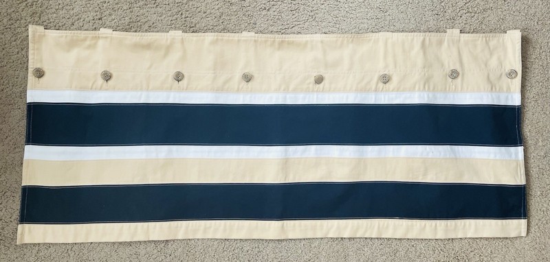 Lot of 5 NAUTICA Button Tab Valance Curtain Khaki Navy Stripe 41”x 17”
