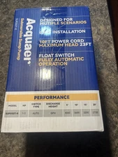 acquaer 1/2 hp automatic submersible sump pump Sup050T-6 max head 23ft