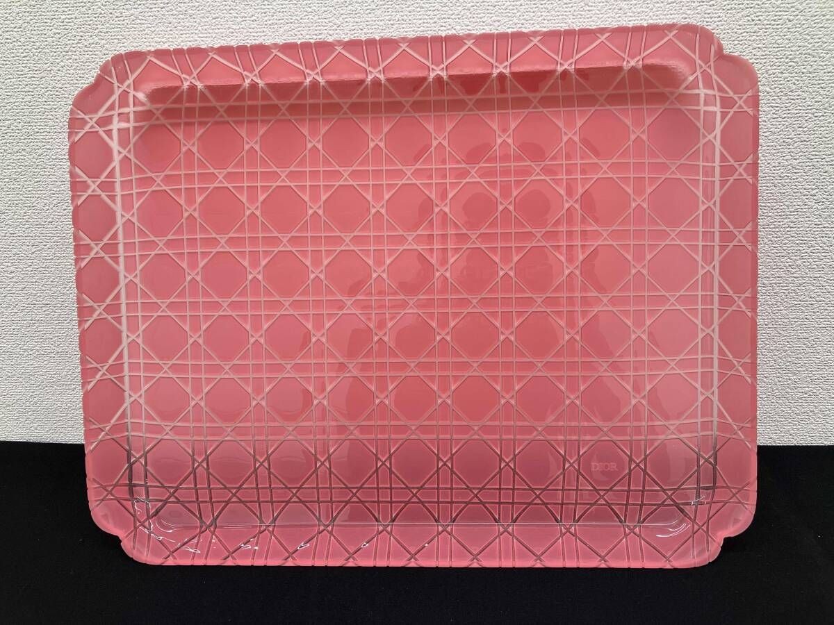 Christian Dior Pink Cannage Motif Acrylic Tray Large 46cm x 36cm