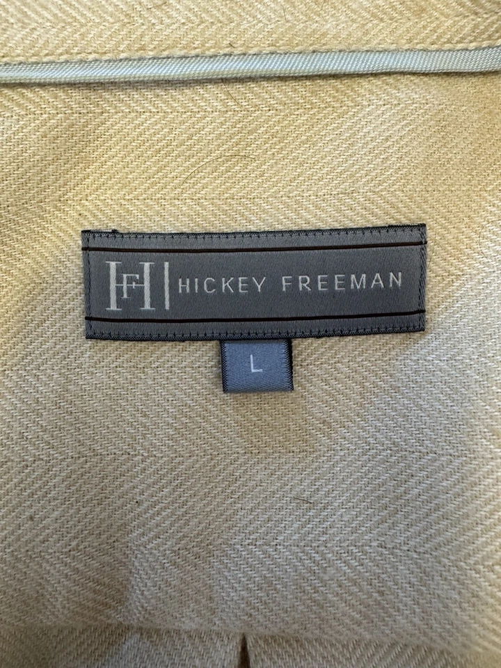 Hickey Freeman Shirt Mens L Beige Tan Marled 100% Cotton Button Up - Image 2 of 4